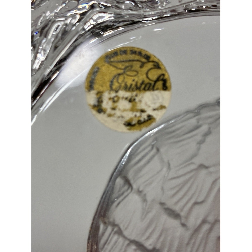 Cristal d'Arques Trinket Dish Unisex 4.5" Clear Excellent Frosted Love Birds Lid - Picture 4 of 4